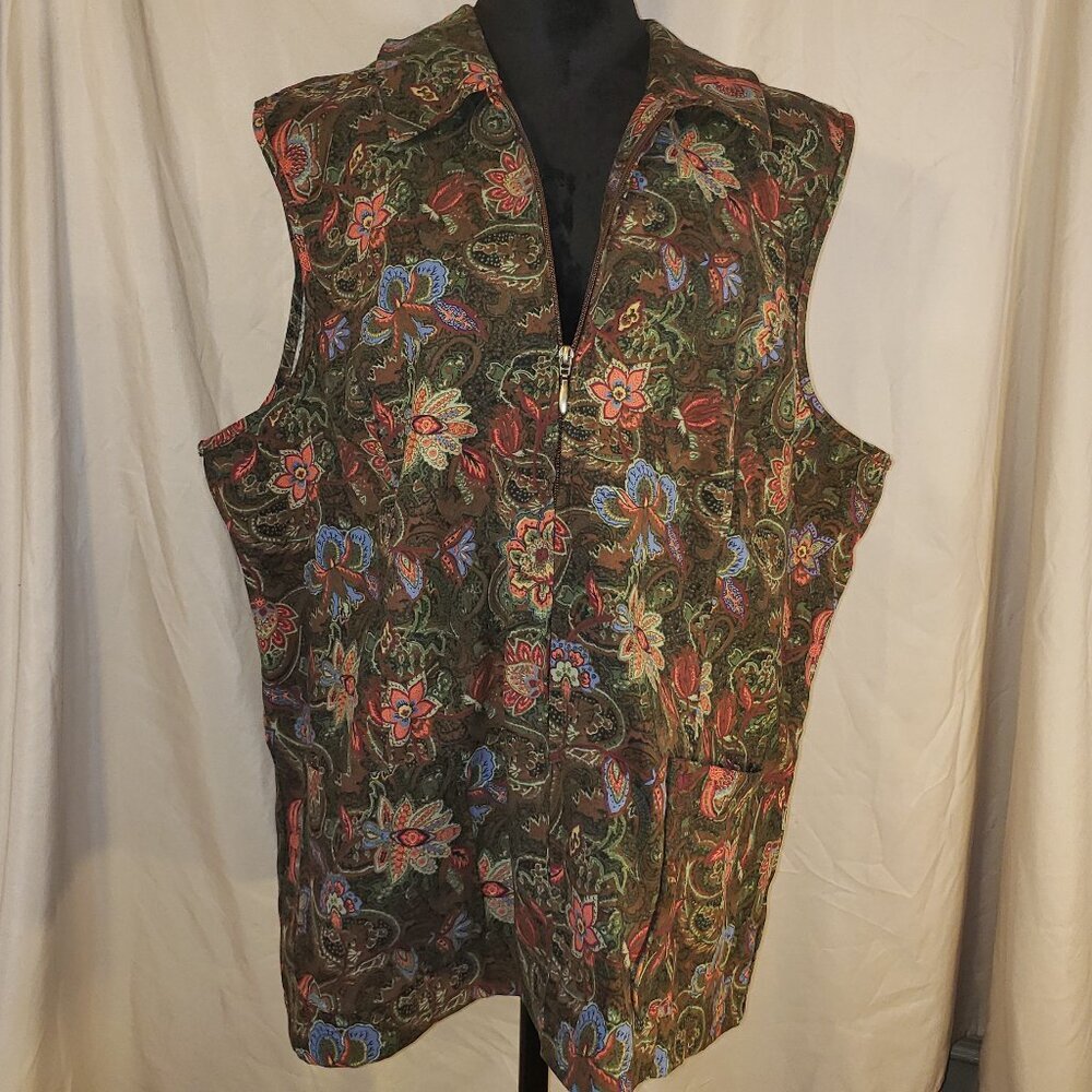 KORET Women's Multicolor Floral Lightweight Tapestry Vest - XL